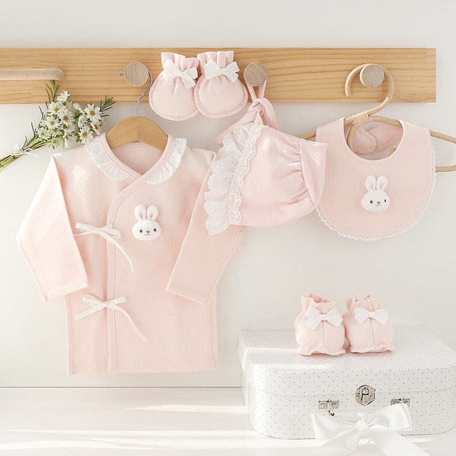 오가닉 토토 아기 토끼 배냇저고리 만들기 세트 핑크 태교바느질 DIY 아기용품 사계절용