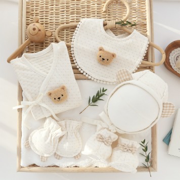 오가닉 루루 아기 곰 배냇저고리 만들기 세트 태교바느질 DIY 사계절용