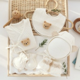 오가닉 루루 아기 곰 배냇저고리 만들기 세트 태교바느질 DIY 사계절용